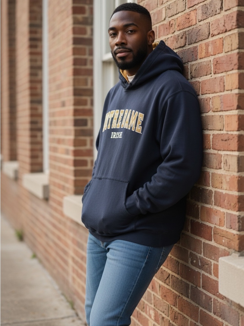 Free!! Navy Pullover Hoodie Sweatshirt with Embroidered Collegiate Logo